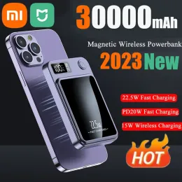 Produtos Xiaomi Mijia 30000mAh Banco de energia magnética 22.5W Mini portátil Qi Wireless PowerBank Carregador de carregamento rápido para iPhone Samsung