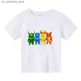 Camisetas de camisetas de vendas populares tropeça meninos de camisetas infantis caça de t-shirt de garotas de garotas de garotas de garotas meninos de verão de lazer de lazer para crianças mais Q240418