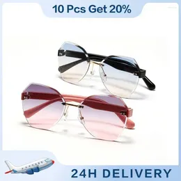 Солнцезащитные очки без оправы несколько стилей на выбор из материала для линз ретро -очки качество полигоны детали металлические солнцезащитные очки
