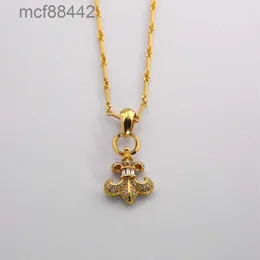 Ch Crook Diamond Boat Anchor Plated 24k Gold Pendant Necklace Personalized Light Luxury Unique and Fashionable Womens