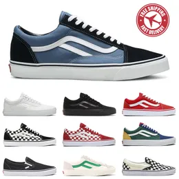 Frete grátis Sapatos de skate para homens Designer de tela tênis antigo skool clássico preto branco azul checkerboard slip em sapatos casuais masculinos treinadores vintage