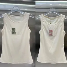 Sexy halter tops designer tank tops for girls womens croptop render rhinestone letter vest summer cotton slim sleeveless t shirt fashion luxury woman clothing