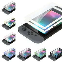 Players eXtremeRate 2 Pack Border Transparent HD Clear Saver Protector Film, Tempered Glass Screen Protector for NS Switch 13 colors