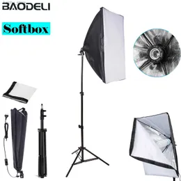 Kontinuerlig belysning Fotografisk utrustning Photo Studio Photography Soft Box Kit med triopod Video 50x70cm Softbox Photo Box med lamphållare E27 Y240418