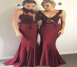Burgundy Lace Bridesmaid Dress Mix Style Sexy Maid of Honor Dresses junior bridesmaid Gowns Abiti da damigella d039onore8883501