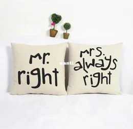 شعبية السيد Mrs Right Mrs Wethings al print blend blend cotton canen case case cush coushion costious cover cover accessories 9249548