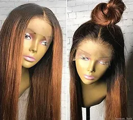 Brazylijskie Remy Hair 1B30 Ombre Kolor Pełne koronkowe ludzkie włosy z włosami dla niemowląt jedwabiste proste koronkowe peruki dla czarnych kobiet4727494