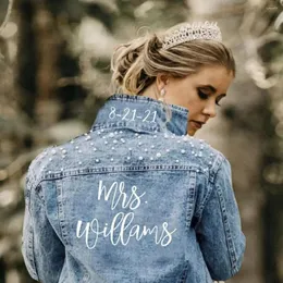 Partyzubehör Brautjungfer Geschenk Braut Perle Jean Jacke Brautdusche Bevorzugt Hochzeitsbevorzugung Verlobungs Custom Frau Bri