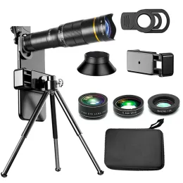 Teleskoplar 32X Telefon Kamera Lens Taşınabilir Teleskop 4K HD Zoom Monoküler Kamera lensi iPhone Samsung akıllı telefon için geniş melek lens kiti