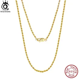 Anhänger Halsketten Orsa Jewels 18k Gold über authentisch 925 Sterling Silber 1,7 mm Diamant-Seilketten Halskette für Mann Frau Twist Chain SC29 240419