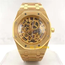 Audemar Pigue Men 's Watch 신뢰할 수있는 고급 시계 Audemar Pigue Royal Oak Scheletro 39 mm 18K 18K ORO GIALLO LIMETATA UOMO 14789BA APS 공장