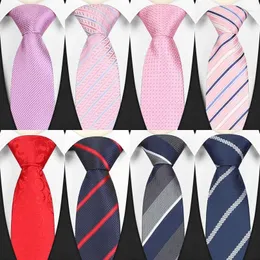 Bow Ties Luxury 8cm 3,15 "Men's Tie Classic Jacquard Polka Dot randiga slipsar Pink Red Blue Color Business Neck For Wedding Party