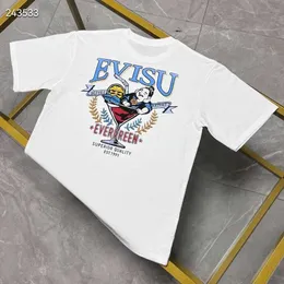 S24 Summer New Ev Fushen Men's T-shirt Seagull Play Buddha Cabeça Padrão Casual Casual Manga Casual Casal Mesmo Estilo 867995