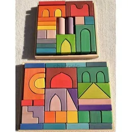 3D Puzzles Diake Drewniane bloki limonki Rainbow Budynek Stacking Castel Kształt Kubki Kamienie narożne dla dzieci Kreatywna zabawa 240419