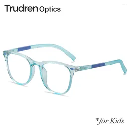 Occhiali da sole Trurren Kids TR-90 Horn Rimmed Square non prescrizione Esculali trasparenti per bambini Blu Blotting Blocking Computer Glasses 2001