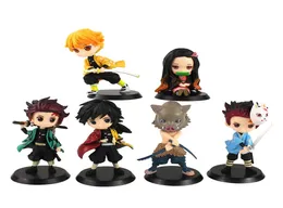 6pcs/set nezuko tanjirou zenitsu giyuu inosuke q ver.Фигура аниме kimetsu no yaiba фигурная игрушка Toy9845576