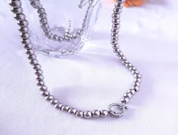 Shiny polished stainless steel men women 2036 inch length roundbeads 63mm round buckle necklace N5872307677