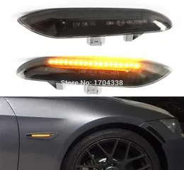 2x bursztynowy marker boczny LED Światło sygnałowe dla BMW E90 E91 E92 E93 E46 E53 X3 E83 X 1 E84 E81 E82 E87 E88 Smoke Lens Black Style N8532662