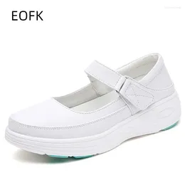 Scarpe casual eofk donne cuscino aria cuscino primaverila autunno morbido ficchi spessi traspiranti mocassini bianchi