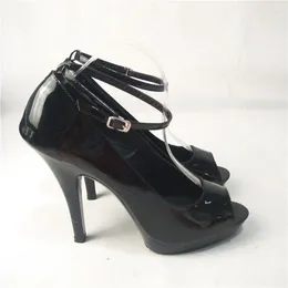 Scarpe da ballo vernice da forno nero con 13 cm nightclub Dancing Classic Caviglie