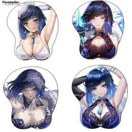 Mouse blocs pulso repousa genshin impacto fofo yelan kawaii Anime Sexy mouse mouse com pulso 3d grande gel de mesa de gel mate mousepad anime mouse mouse cald acessórios y240419