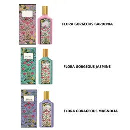 Im Verkauf Flora Parfüm 100ml Gardenia Magnolia Jasmine Frauen Duft Eau de Parfum 3.3fl.oz langlebiger Geruch Blüte Fruchtblume Rosa Lady Girl Köln Spray