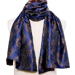 أزياء الرجال وشاح الأزرق الذهب جاكار بيزلي 100 ٪ Silk وشاح الخريف الشتاء بدلة الأعمال غير الرسمية قميص شال وشاح باري. Wang 240416