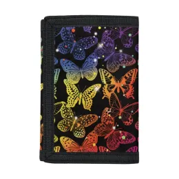 Carteiras Padrão Butterfly Imprima Carteira Casual Trifold para Homens Mulheres Jovens Romances Dinheiro Bolsa Zippeada de Múcria de Múcria Pockold Kid Pocket