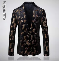 Vaguelette Leopard Pattern Printed Blazer Hombre Blazer Animal Print Mens Stage Stage Massion for Men Stage Wear Coats5663144