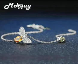 MoBuy Love Bee 925 Sterling Silver Bracelet Woman Citrine Gemstones Jewelry White Gold Plated Chain Jewellery MBHI0592418495