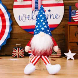 Dekoratif Figürinler Bağımsızlık Günü Gnome süs çizgili beş sivri yıldız asılı bacak bebek Amerikan cüce Noel dekorasyonlar cam