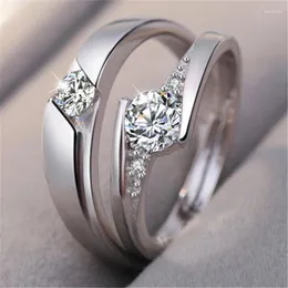 Med sidogenar Utimtree 2PCS 925 Sterling Silver Par Ring Men and Women Finger Design Löfte för älskare Band Wedding Engagement