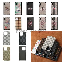 Designer Classic mobiltelefonfodral för Apple iPhone 15 Plus 14 13 12 Pro Max S24 S23 S22 Notera 20 Ultra Luxury Pu Leather Mobile Back Covers Shells Fundas Gray Snake