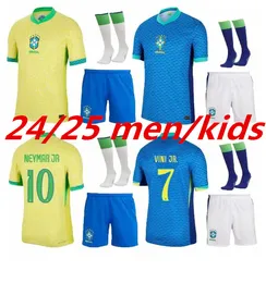 2024 Maglie da calcio in Brasile 24 25 Casemiro L.Paqueta Richarlison Neymar Shirt Raphinha G.Jesus Vini Jr Rodrygo Kid Kit Kit Socks Uniform 999