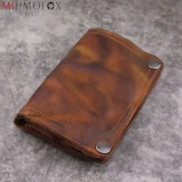 財布の手作りのしわの財布オリジナルレザー本物の皮革垂直メンズウォレットレトロマネークリップショートビルフォールド財布