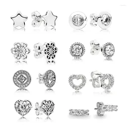 Stud Ohrringe 925 Silber Pentagramm Liebe Herz Zirkon Frauen Mode Charme Making Family Friends Geschenk Bankett Oorbel Designer Schmuck Schmuck