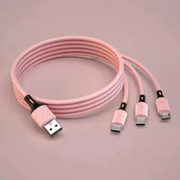 1.2m USB Type C -kabel för telefon 14 13 12 11 Pro 3in1 Micro USB laddar färgglad kabel för Huawei Samsung med paket