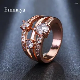 클러스터 반지 Emmaya Charm Cubic Zircon Rose Gold Color Jewolery Round For Women Romantic Wedding Party 선물