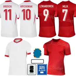 Seleção nacional Kids Mans 15 Glik Soccer Jerseys Polônia 4 Kedziora 10 Krychowiak 9 Lewandowski 23 Piatek 1 Szczesny 11 Grosicki Euro Cup 2024 Kits de camisa de futebol