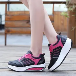 Casual Shoes Woman's All Seasons Leather Sports Sneakers Kvinnor skakar ventilera fitness mjuk vandring för lady kontor