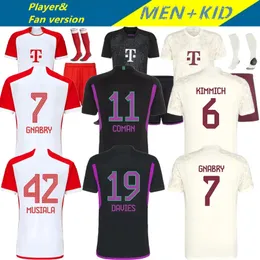 Camisa de futebol kane 23 24 jogadores camisa de futebol do Bayern Sane Kimmich Muller Davies Coman 2023 2024 Home Goretzka Gnabry jersey Jersey Musiala Men Kit Kit Desenifícios uniformes