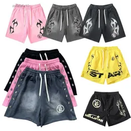 Mens Shorts Hellstar Trailtsuit Hell Star Star Star Shirt Klasik Alev Mektup Baskı Erkekler Giyim Kadınlar Kısa Pantolon Sokak Giyim Drawstring Jogger Sweetpant Pantolon O785