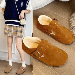 Casual Shoes 2024Winter Womens Warm Flats Plus Velvet Thick Sole Fur Loafers Hairy Single Soft Female Round Head Moccasin