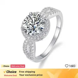 결혼 반지 1ct 라운드 Moissanite S925 Sterling Silver Women Created Diamonds Luxury Ring Engagement Wedding Jewelry Ring WHTH CERTIALA 240419