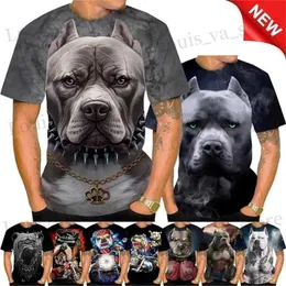 THERTS للرجال شرس Bulldog Boxing T Shirt Men Cool Design 3D Bully Pitbull Print T-Shirt Personalty Tharajuku Fashion Strtwear T240419