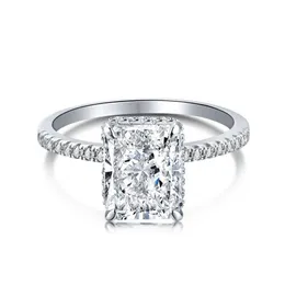 Обручальные кольца роскошные серебристые 925 ювелирные украшения Radiant Cut D Color 4 Carat VVS Moissanite Diamond Wedding Crog