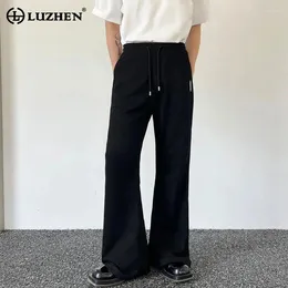 Men's Pants LUZHEN 2024 Fashion Elegant Slim Fit Bell-bottoms Trousers Spring Trendy Original Solid Color Casual Suit LZ2705