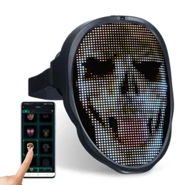 Bluetooth App Control Game Smart Carnival Xmas RGB LED-Changing Glowing Face Masks Display LED Light Up Mask Programmerbar DIY 240417