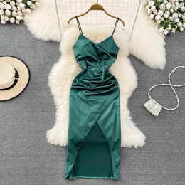 Casual Dresses High-class Light Sexy Strapless Straps Luxury Waist Slim Sleeveless Halter Split Dress