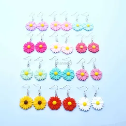 Other Earring For Women Resin Handmade Cute Colorful Daisy Sunflower Charms Drop Earrings Funny Gift 240419